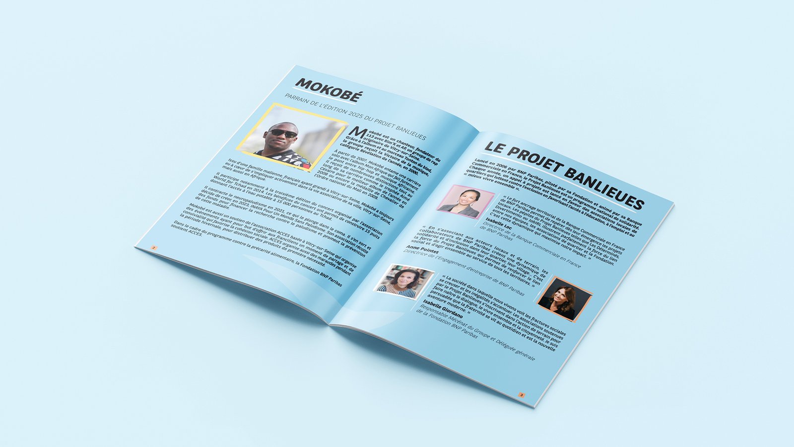 Pages intérieures du leaflet Projet Banlieues 2025
