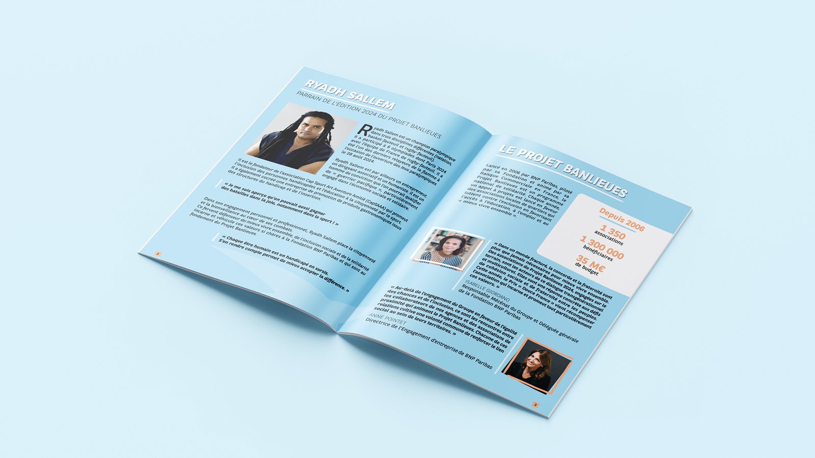 Pages intérieures de la brochure Projet Banlieues 2024
