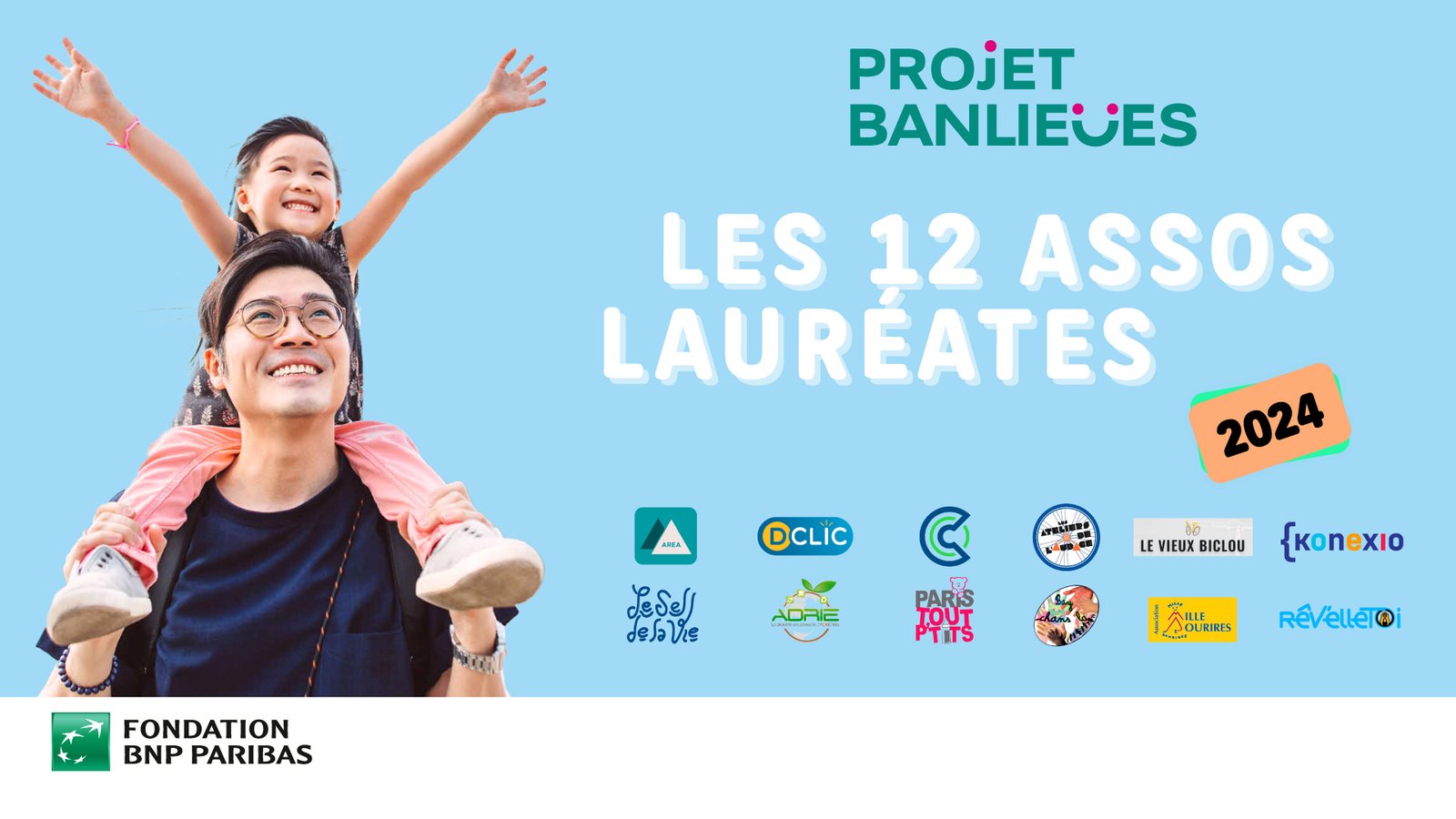 Visuel réseaux sociaux : les 12 associations lauréates du Projet Banlieues 2024