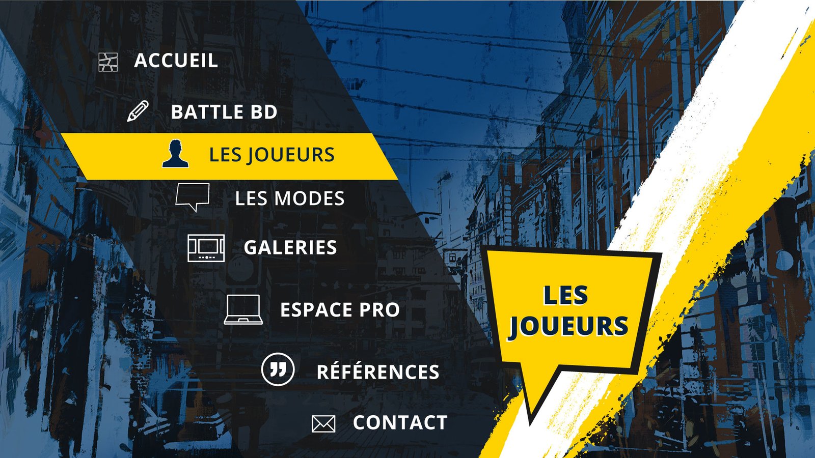 Menu des joueurs du site Battle BD