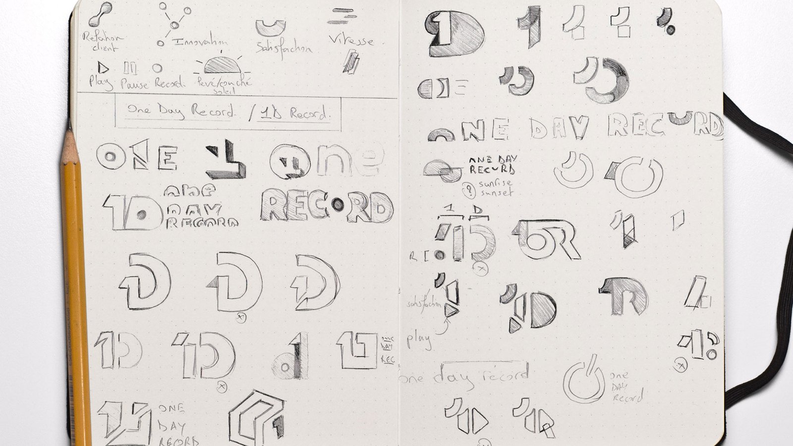 one_day_record_croquis-1 Croquis de recherche pour le logo One Day Record